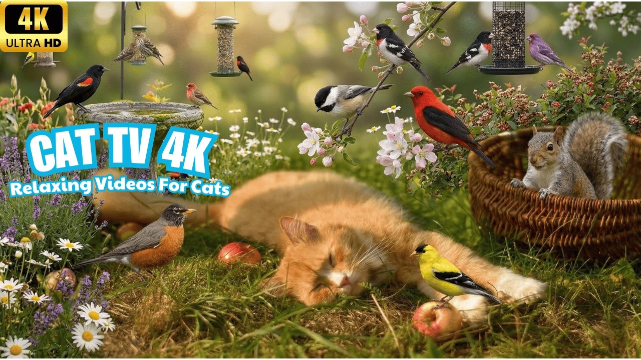 Cat TV 4K HDR 🐦 Welcome to Bird Garden Paradise – A Nature World Cats Watch for Hours | Ultra HD