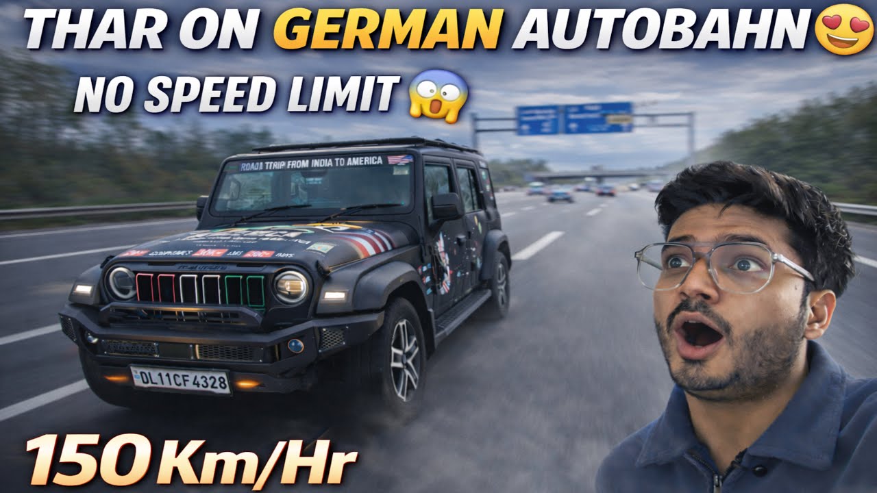 Thar Roxx On German Autobahn(No Speed Limit) Expressway😍| Road To America 🇺🇸|Ep:48| नमस्ते America🇺🇸
