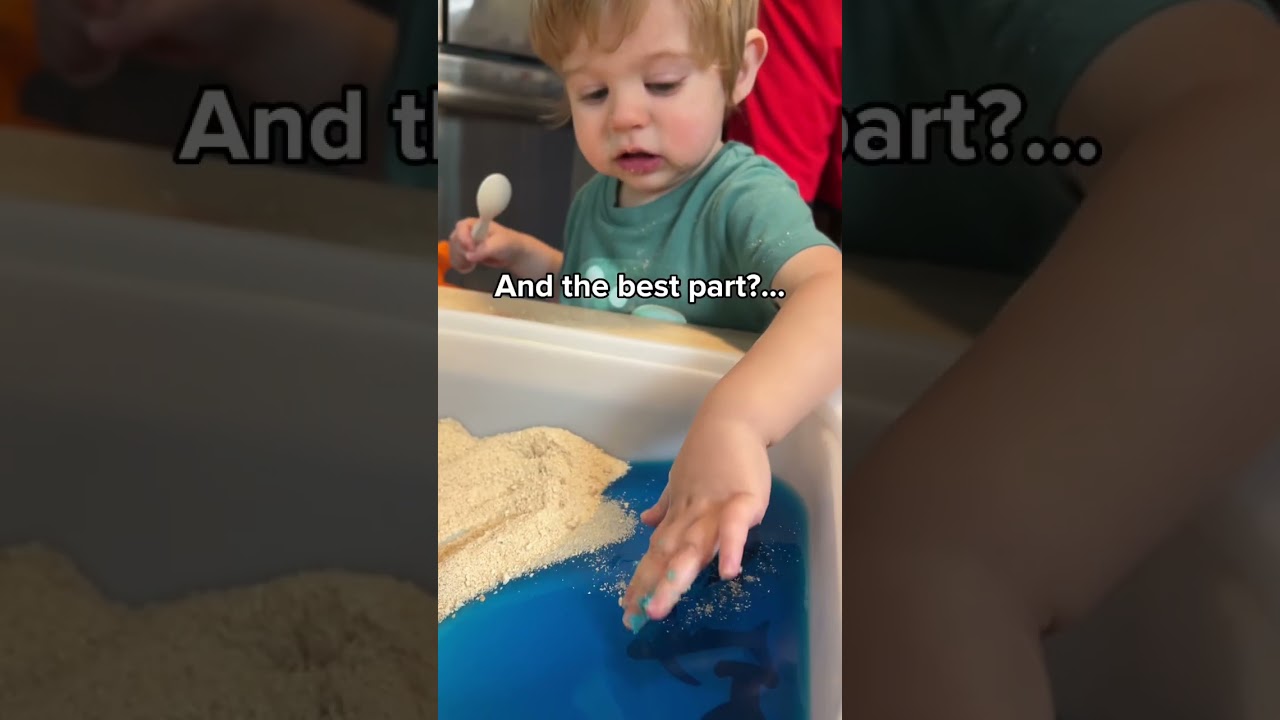 My toddler had a blast playing in his jello ocean sensory table! #sensoryplay #toddlers #momlife