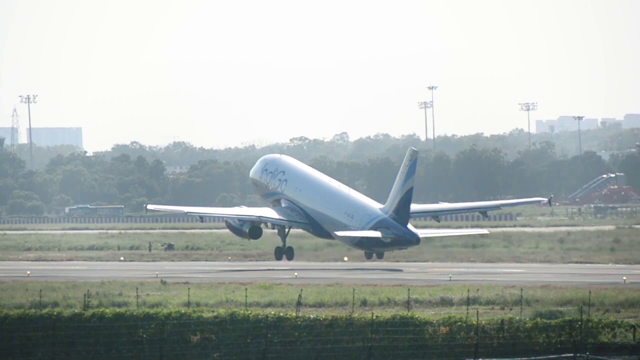 Airbus A320ceo of Indigo Airlines taking off from Runway23 of #ahmedabad