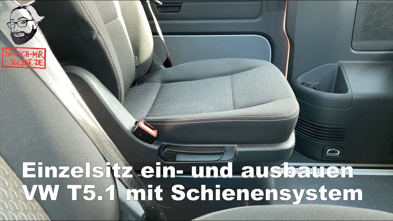 VW T5 Sitz ausbauen / einbauen - Schienensystem im T5 Fahrgastraum (39 kg !)