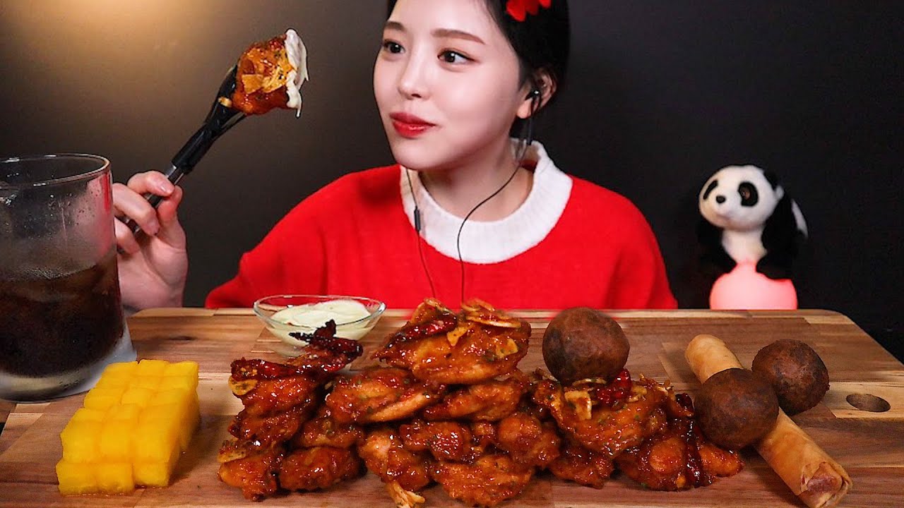 SUB[광고]푸라닭 신메뉴 순살 더 차이나 먹방 빅치즈스틱에 블랙치즈볼까지 리얼사운드 Chicken MUKBANG ASMR