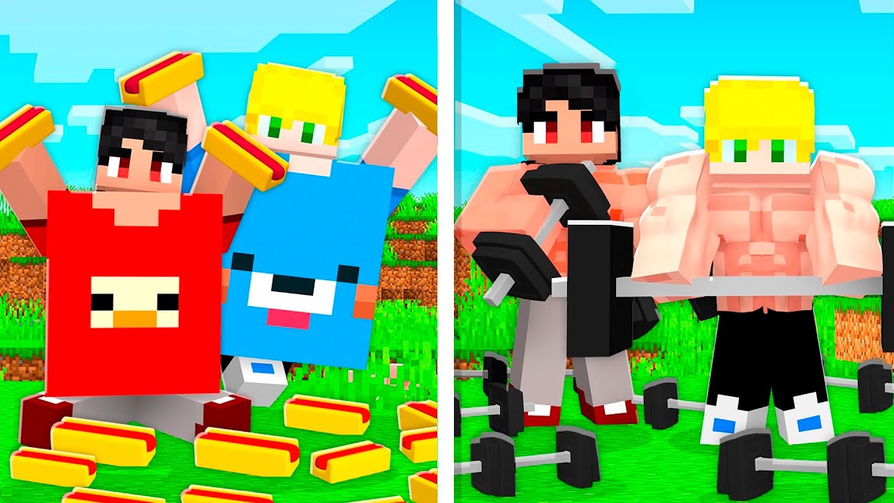 KASS e KR SOBREVIVERAM de GORDO até FORTE no Minecraft!