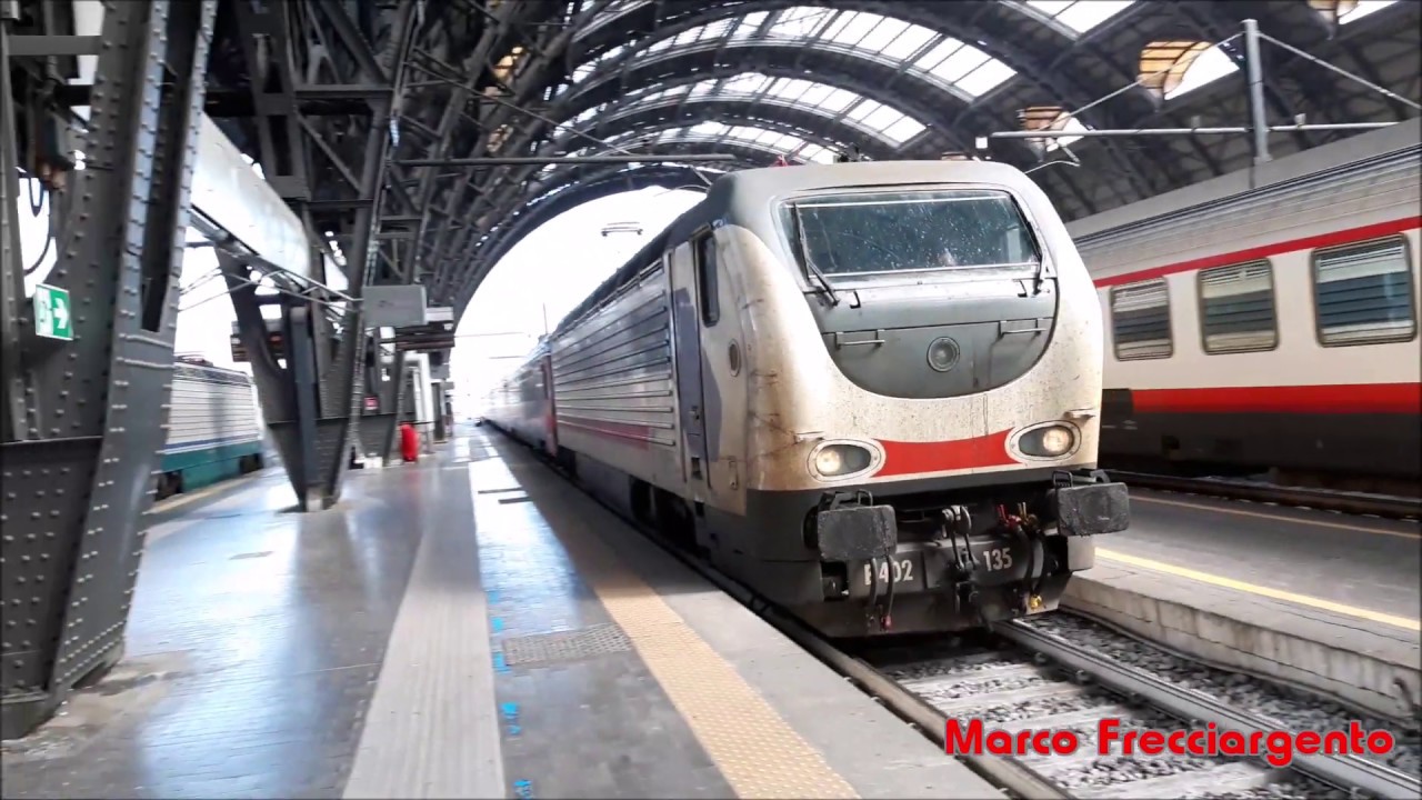 Manovra alla Stazione di Milano Centrale E.402 B 135 SUN con carrozze IC MOON ed Treno Notte Class