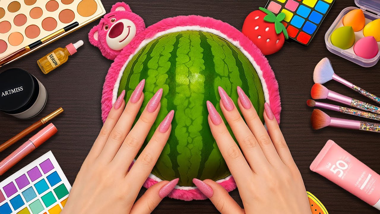 ASMR Makeup on Watermelon (No Talking)