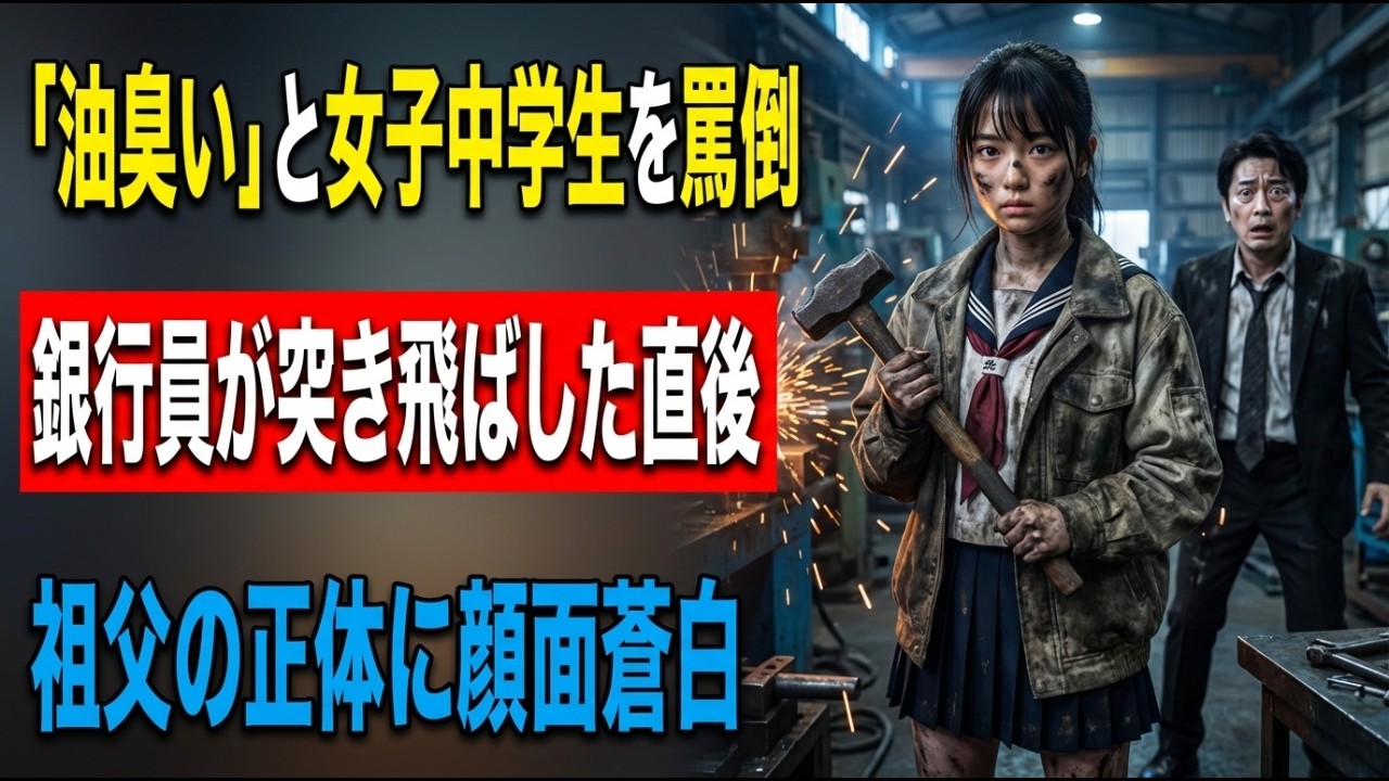 「一生鉄でも叩いてろｗ臭いガキｗ」ボロ板金屋で働く貧乏女子中学生を見下す銀行員。だが建設界の巨頭の祖父がたった一回、僅か数秒の電話で数千億消去。本店崩壊し行員無職で泥水を啜る敗北者へ#泣ける話 #感動