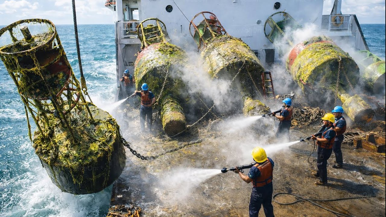 Proses Ekstrem Penjaga Pantai Membersihkan Pelampung Raksasa di Tengah Laut
