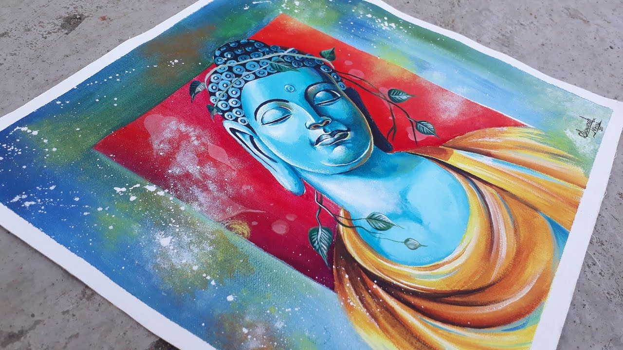 Painting of lord buddha/ acrylic painting of lord buddha on canvas