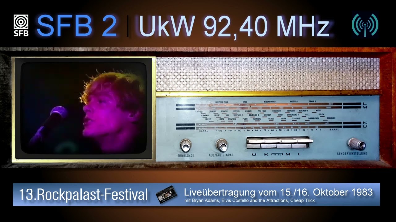 SFB 2 - Liveschaltung zur Grugahalle in Essen (Herbst 1983 /Bild gestört)