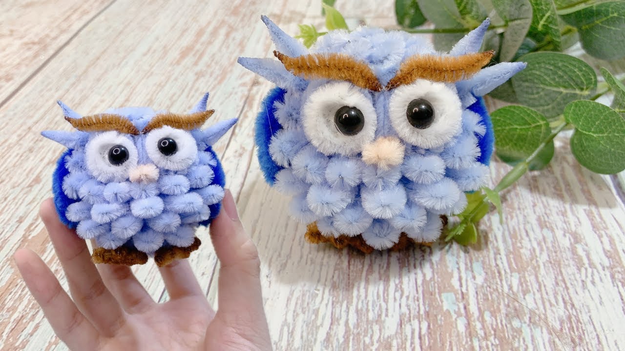 【モールアート】DIY Fluffy Owl with Pipe Cleaners 🦉