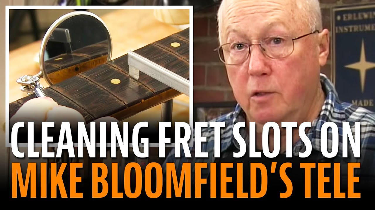 Cleaning fret slot gunk from the Mike Bloomfield Tele