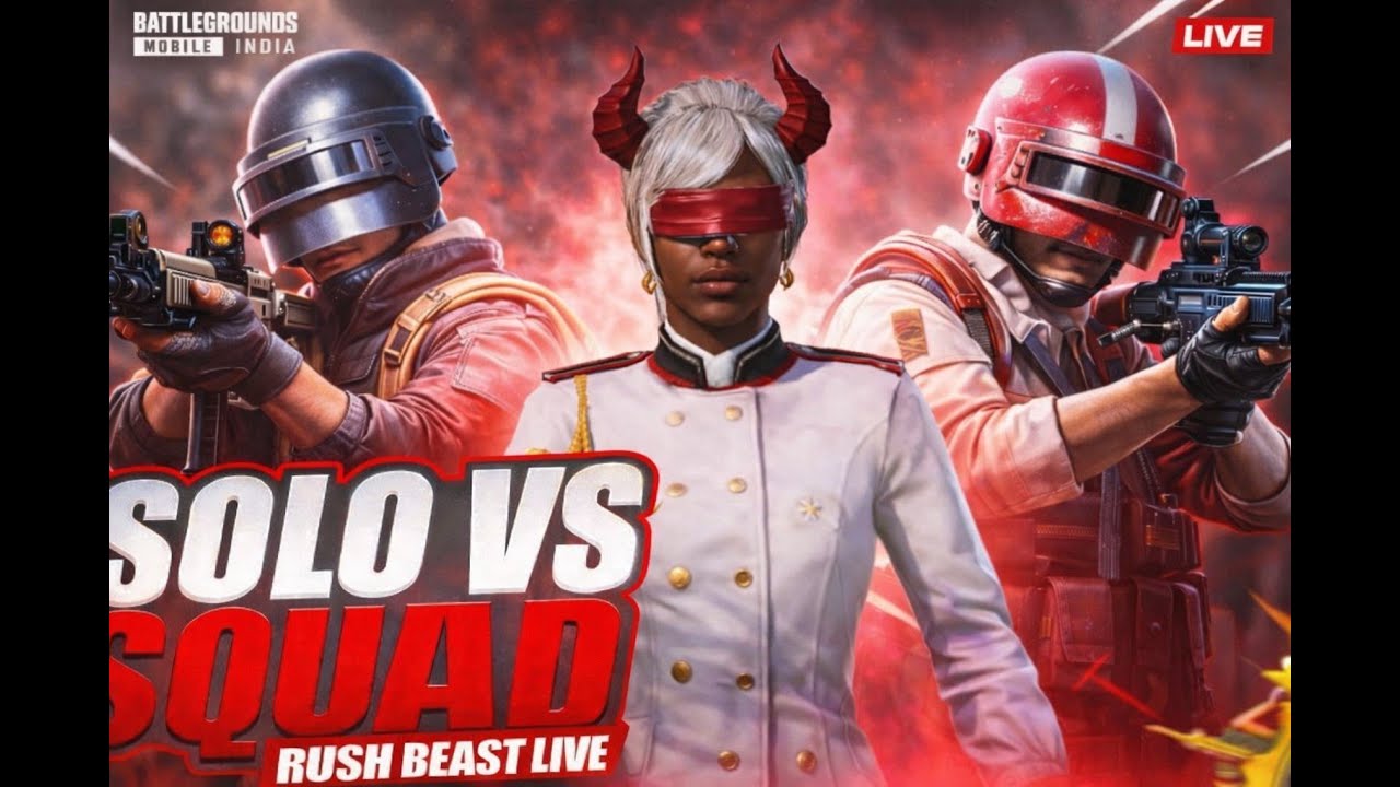 Solo Vs Squad Live Rush Gameplay #bgmilive #rushgame #shortsfeed #pubgmobile #rushbeastlive