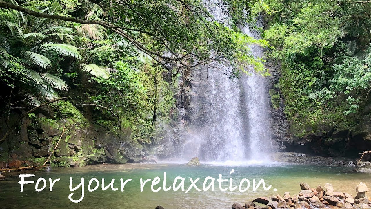 【滝の音】沖縄 大宜味村 ター滝 60分 大自然に癒される映像 リラックス＆作業BGM  Natural Tataki waterfall  Sleep music  Nature sound