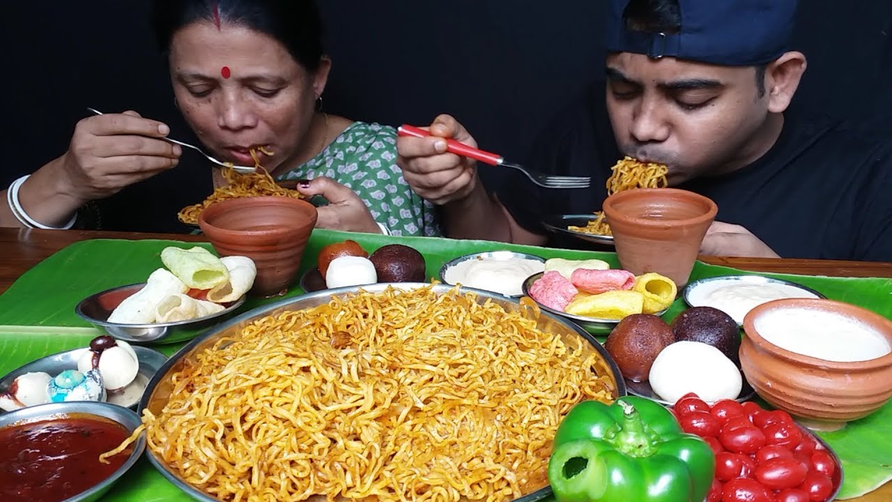 Spicy Noodles and Bengali Sweets Eating Mukbang
