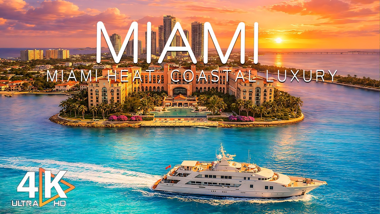 Miami 4K – Luxe Yacht on South Beach Waters, Deep House Chill Music & Ocean Breeze
