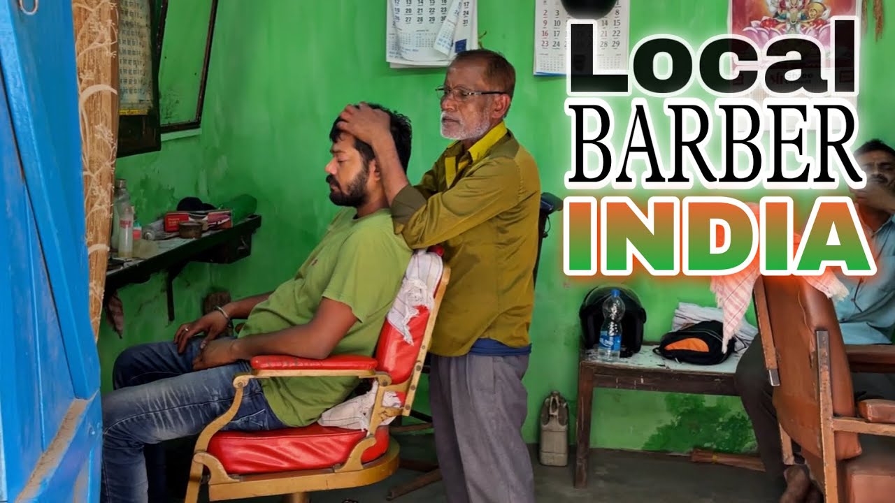 Indian Old barber still give Head massage & also neck cracked  - Expressive powerful massage