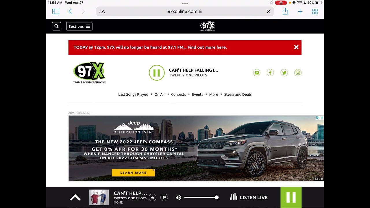 WSUN Sign Off at 97.1 April 27 2022