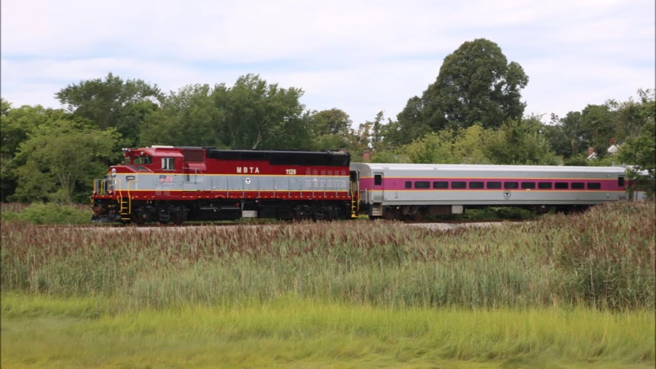 MBTA GP40MC 1129 heritage locomotive first runs on CapeFlyer!
