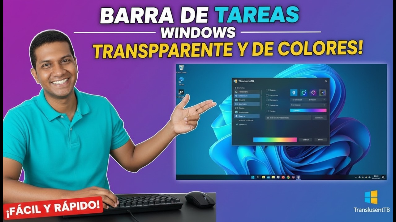 C&oacute;mo hacer TRANSPARENTE la barra de tareas de Windows (y cambiar colores) 🔥 | TranslucentTB