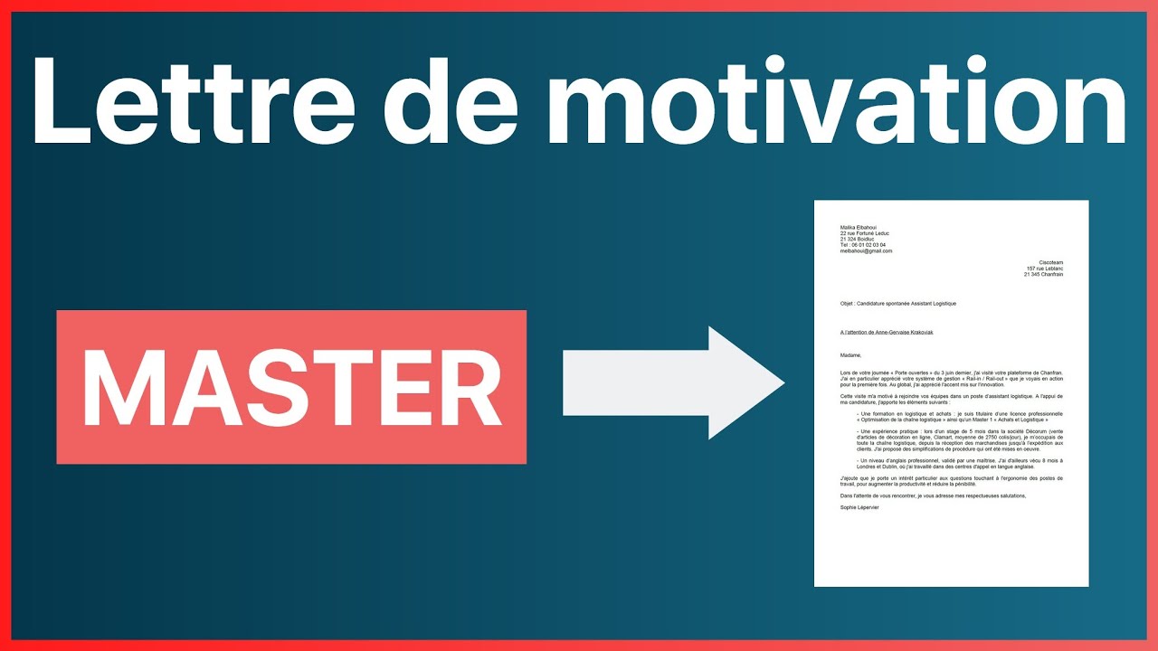 Lettre de motivation pour un master (école ou université) - Mon Master