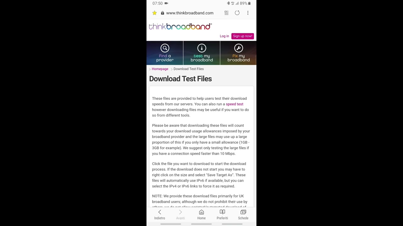 Test Rete Vodafone Download File 512mb Roma