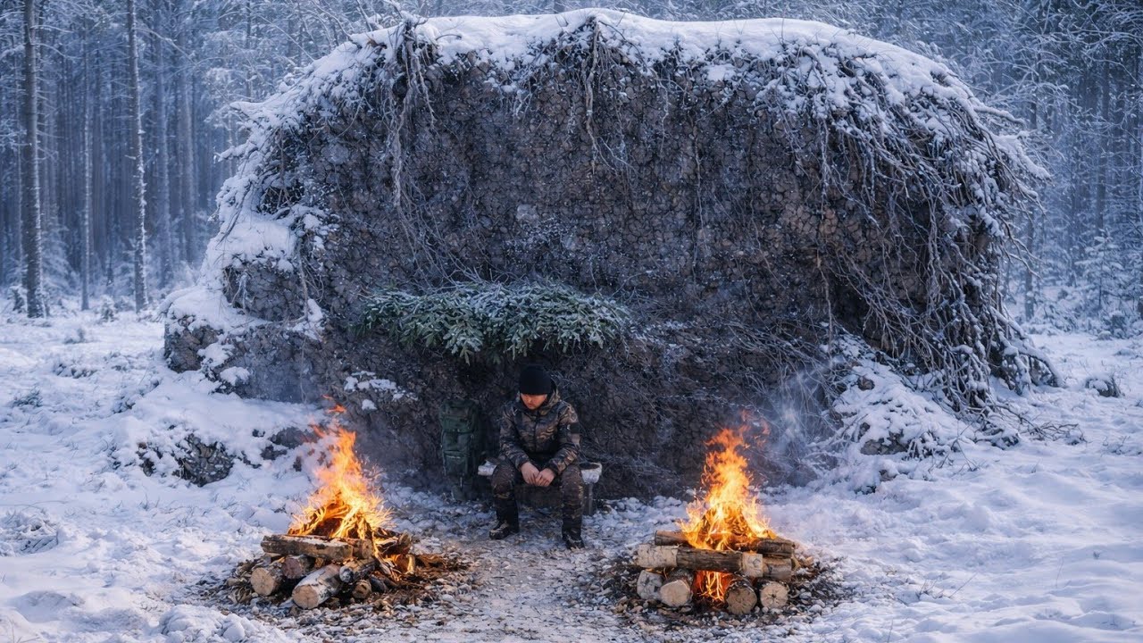 Camping under a giant tree root 🌲