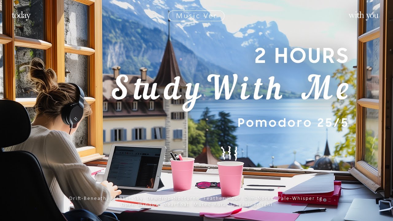 2-HOUR STUDY WITH ME /⛺Beautiful Sweden Never Forgot 🌅 / Calm Piano / Pomodoro 25-5