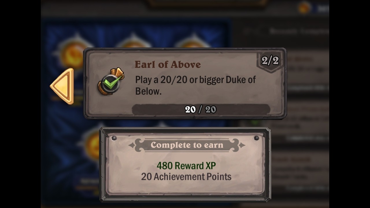 Hearthstone Restoration of Azeroth: Achievement Guide Earl of Above