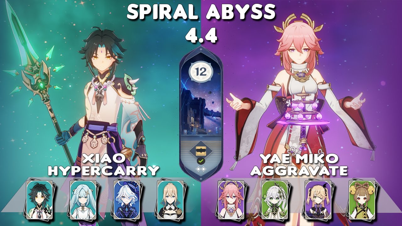 Spiral Abyss 4.4 | C0 Xiao Hypercarry & C0 Yae Miko Aggravate | Floor 12-9⭐| Genshin Impact