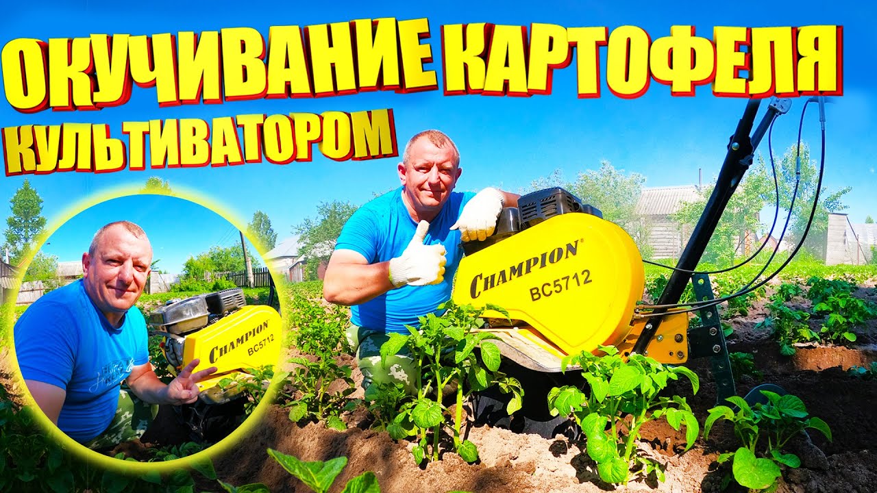 Мотокультиватор Чемпион ВС5712 Окучивание Картофеля Обзор