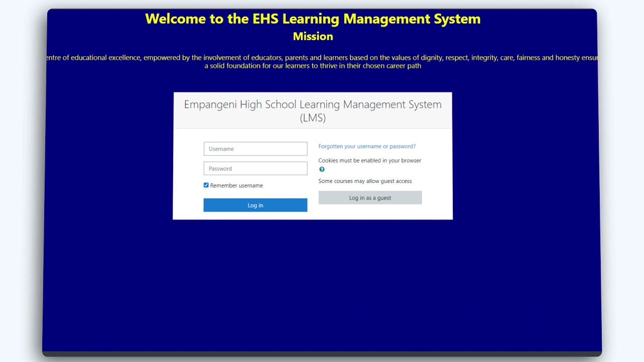 Empangeni High School e-learning platform (Learning Management System).