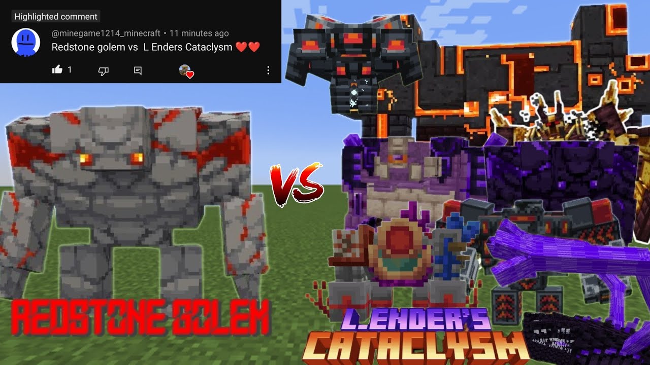 (Minecraft D Addon) Redstone Golem Vs L Ender's Cataclysm