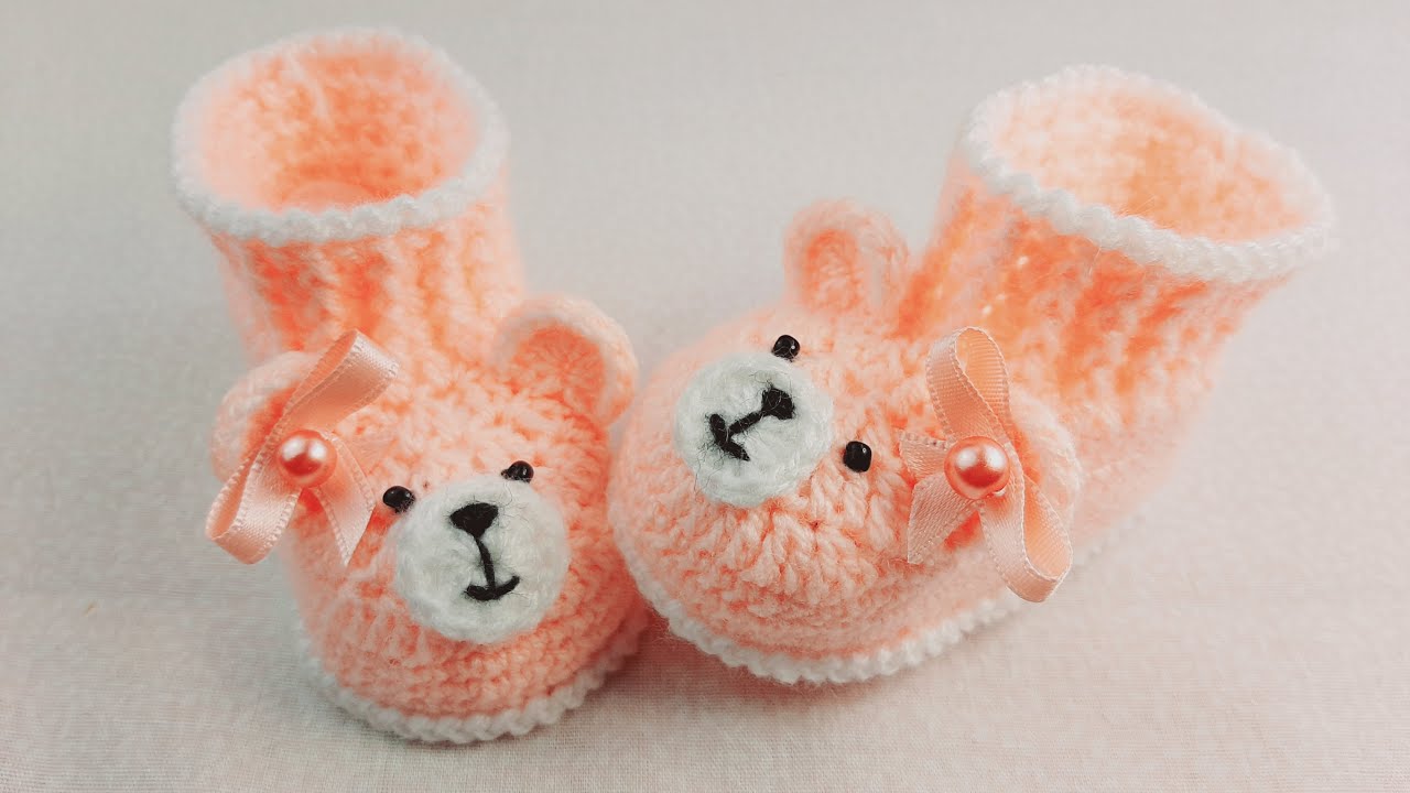 Zapatos de Osito a Crochet para bebe facil de hacer, botitas, patucos