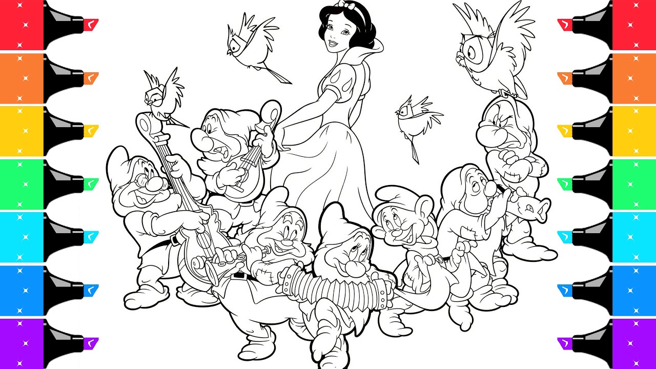 Disney Princess Coloring Pages | Snow White and The Seven Dwarfs