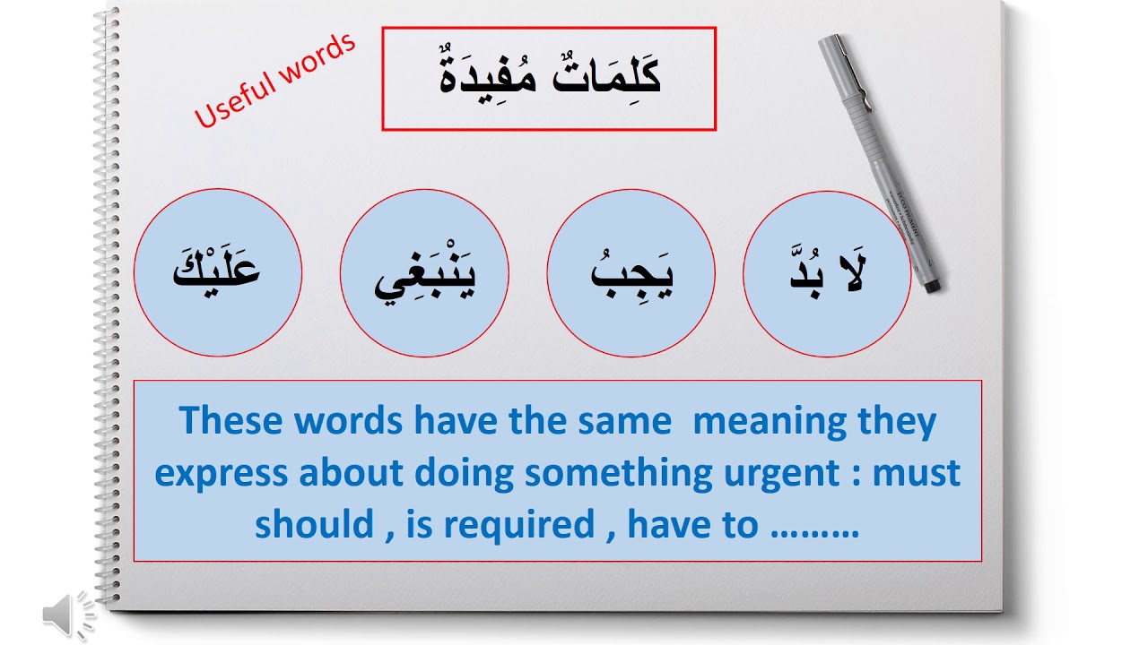 Useful words in Arabic language  لابد، يجب، ينبغي، عليك