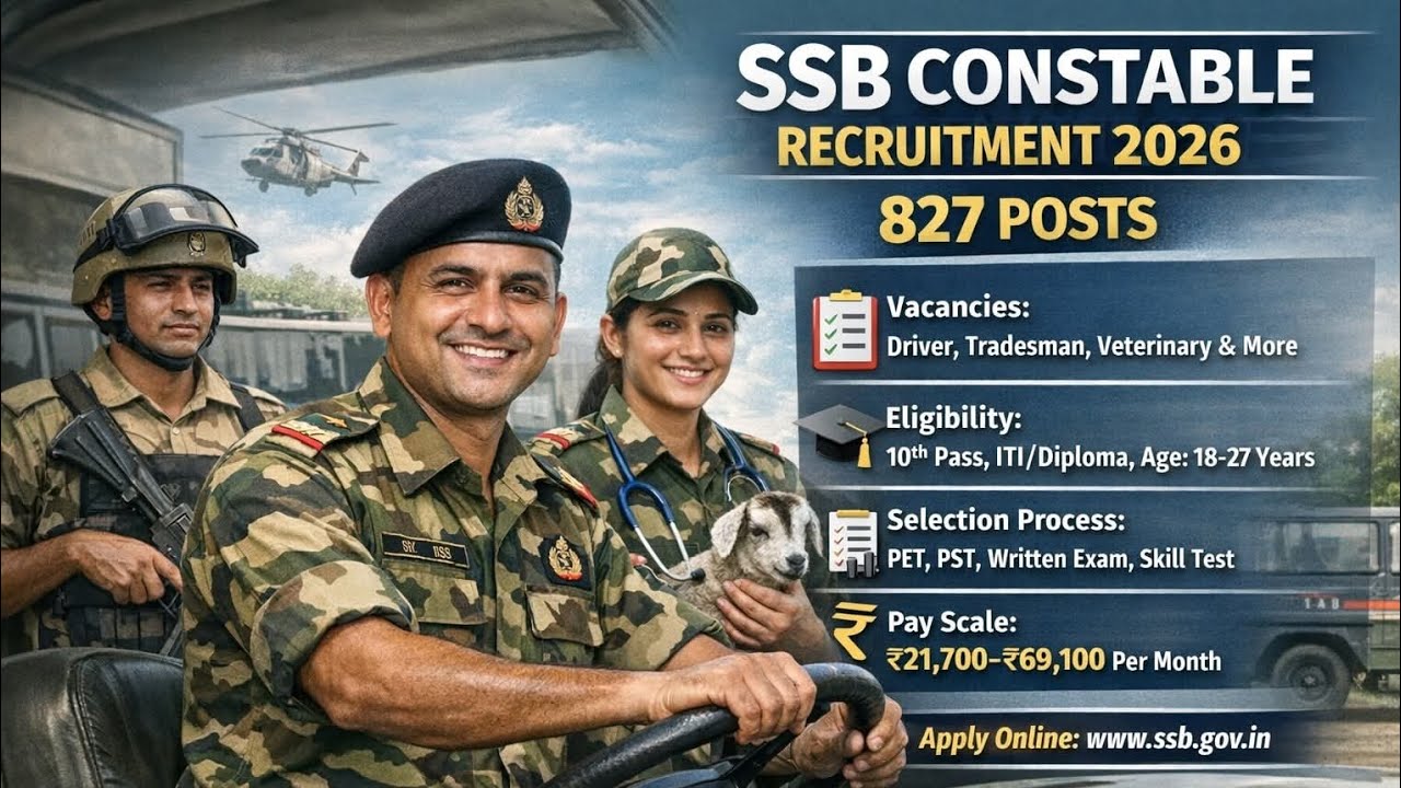 SSB Constable Notification 2026 OutThe Sashastra Seema Bal (SSB) has released the short notification