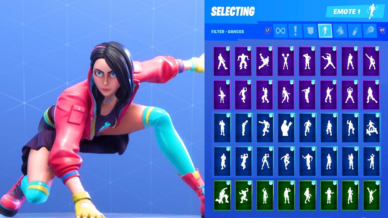 🔥 ROX PINK/TEAL STAGE 1 SKIN SHOWCASE WITH ALL FORTNITE DANCES & EMOTES