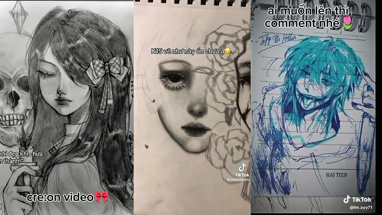 Tổng hợp tranh art tiktok của các đại thần 🎨#tiktok #art #drawing #vetranh #artist #xuhướng 