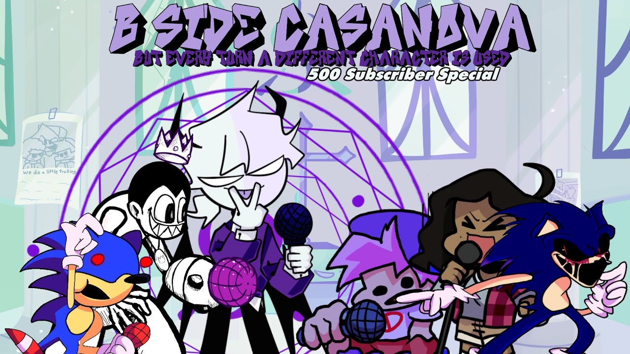 B-Side Casanova, but every turn, a different character is used | Friday Night Funkin' (DESC)