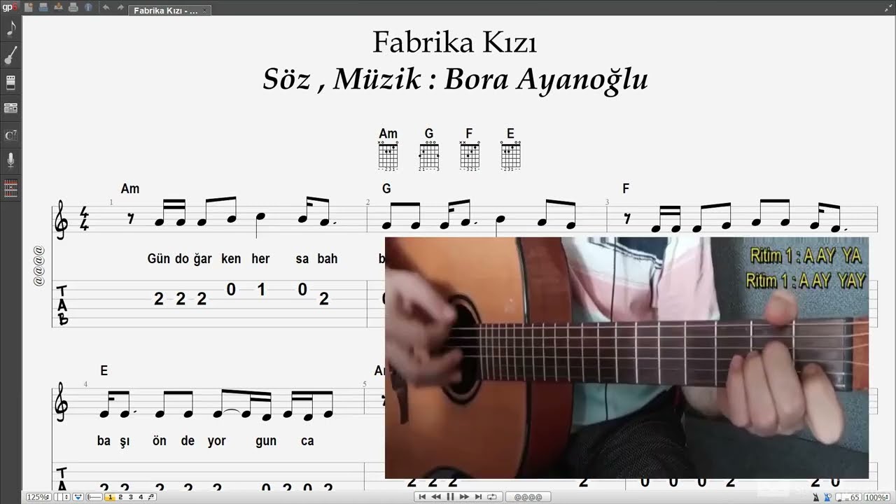 Fabrika Kızı - Alpay / Gitar Nota Akor Tab