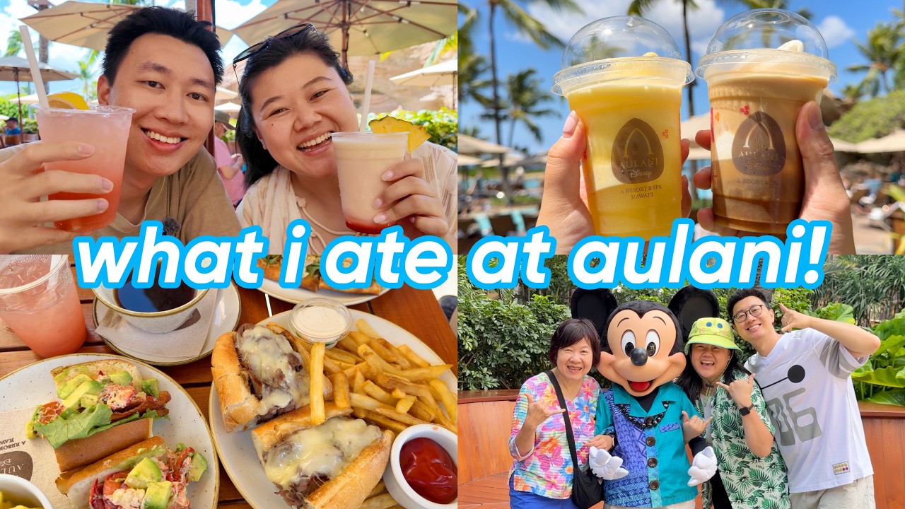 что я ела на курорте Disney's Aulani! 🌺🏝️ завтрак с персонажами, кофе, поке, жареный рис со спамо...