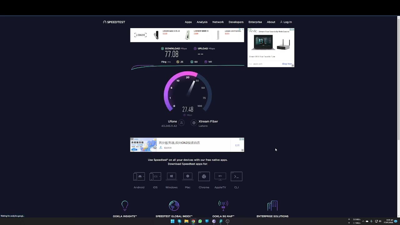 UFONE 4G Speed Test