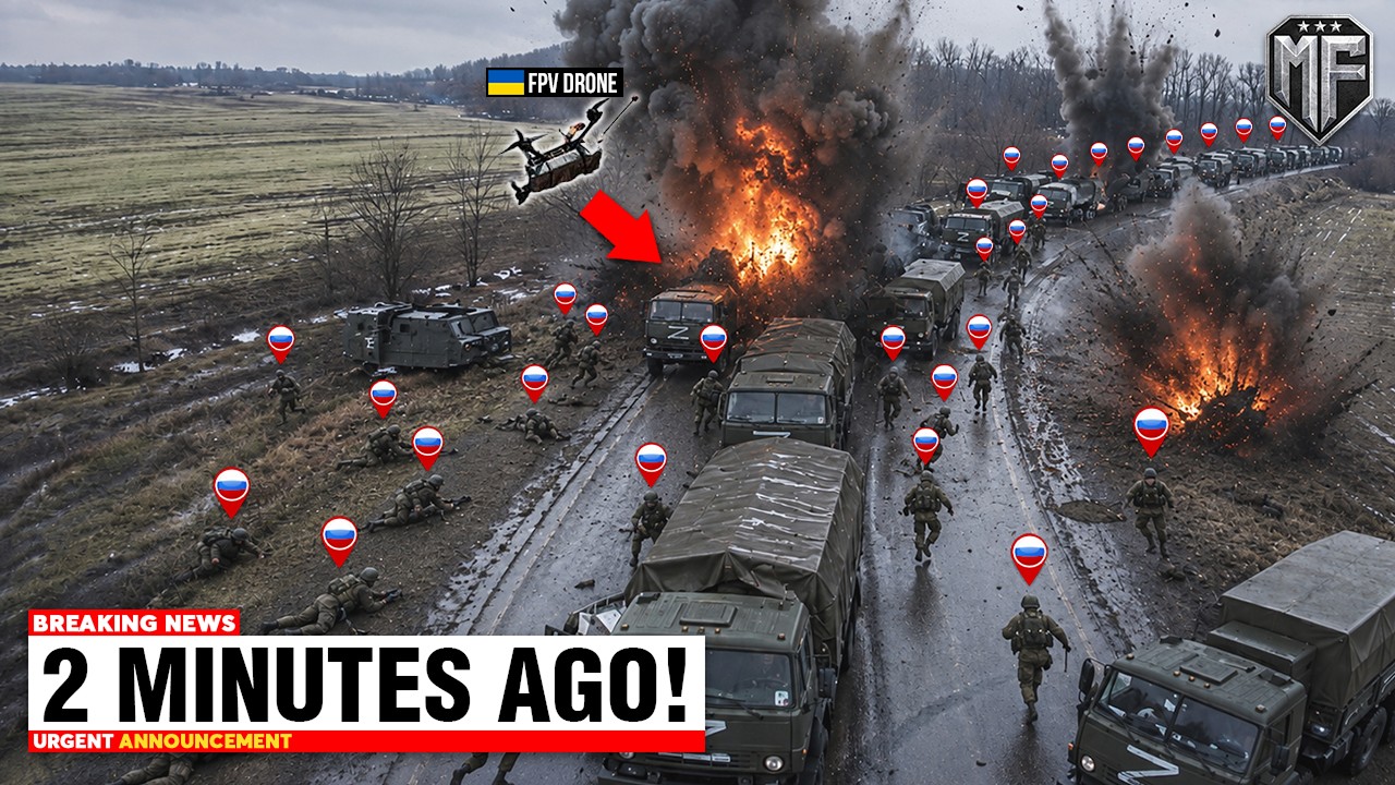 Large Russian Logistic Squad Enter Ukraine - 3 Minutes, GONE!