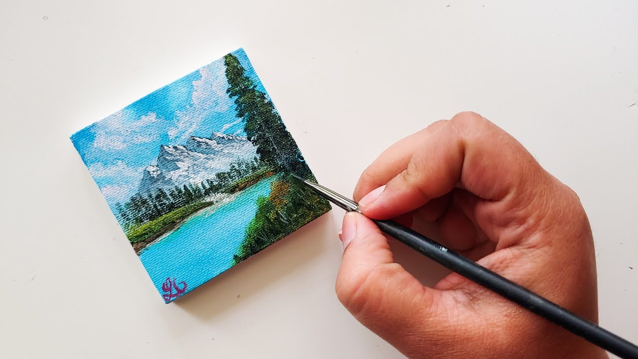 Bob Ross challenge day 52 MINI canvas Time lapse art therapy