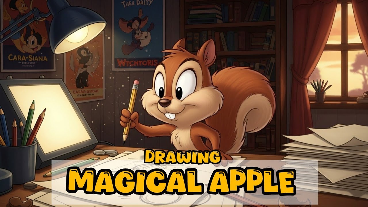 How to Draw an Apple 🍎 | Naughty Squirrel Drawing Lesson for Kids