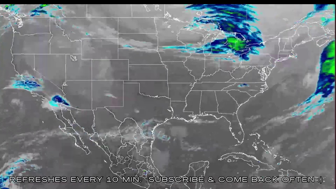 LIVE USA NOAA Weather Satellite - 48 States, 8 Hour Animation
