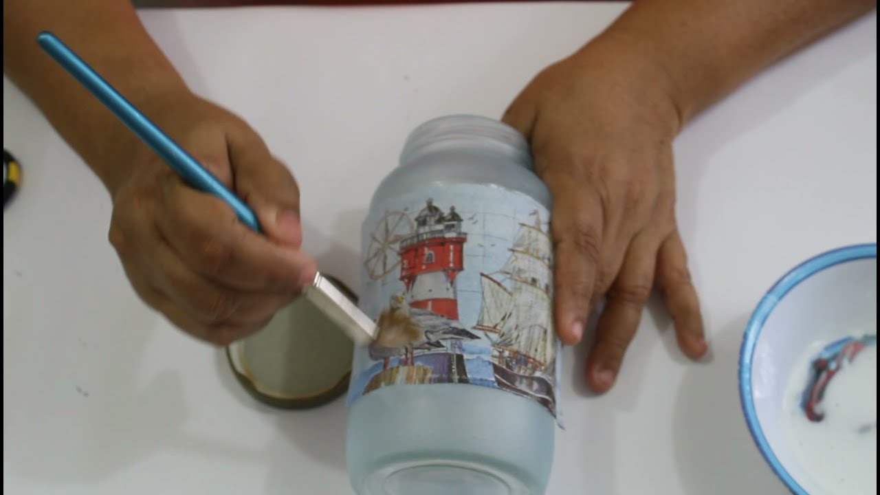 Reciclaje de frasco de mermelada con falso esmerilado con Fécula de Maíz (Maizena)
