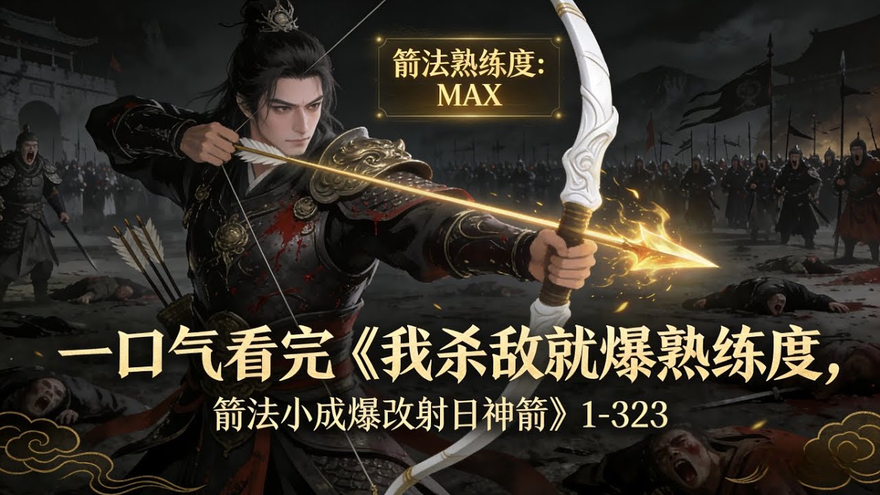 《我杀敌就爆熟练度，箭法小成爆改射日神箭》1-323 沈烈开局被抓壮丁，突厥十万大军围城。觉醒熟练度系统，杀敌爆熟练度！十万突厥兵顿时成了经验宝宝。从边关蚁卒开始，杀敌修炼，横扫漠北，武道通神！