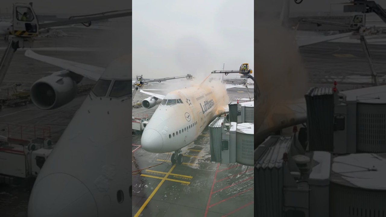 Satisfying Plane De-Icing Process ❄️🧊✈️