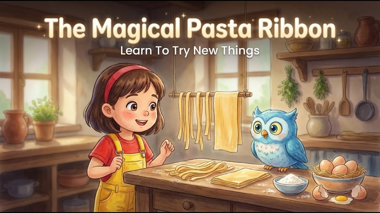 Stories for Kids | The Magical Pasta Ribbon 🍝 (Trying New Things)